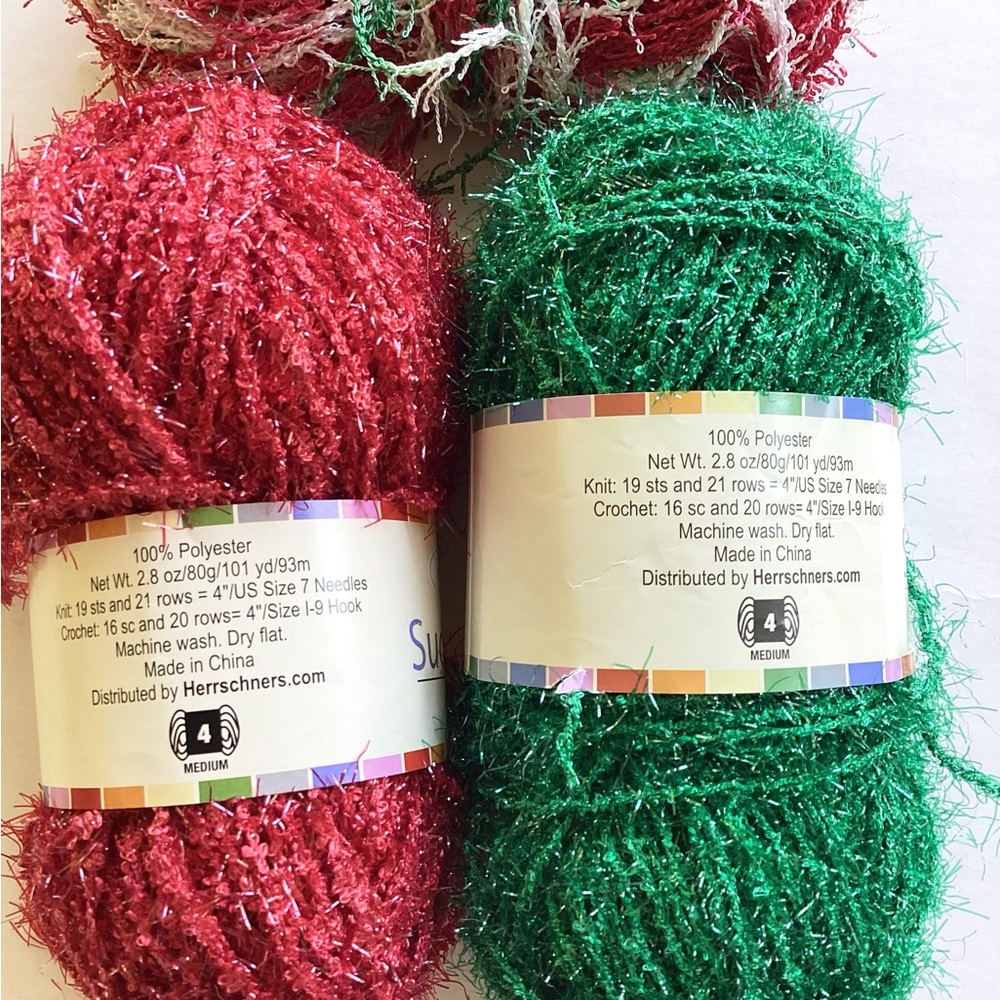 Yarn Suds & Scrub Herrschners Red Heart Scrubby Red Green White Christmas - Picture 6 of 10